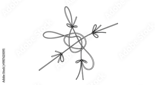 Abstract doodle art with loops and arrows forming a star like shape.