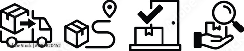 Fast delivery icon set logistics shipping tracking package delivery symbols
