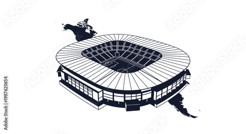 Large Stadium with White Roof.