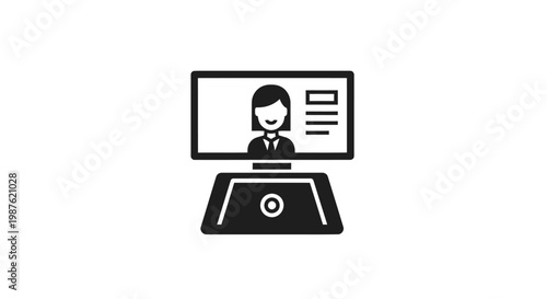 Woman on computer screen display.
