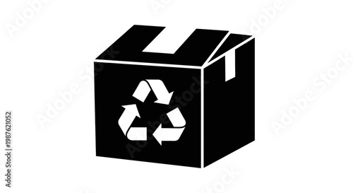 Black Recycling Box with Symbol.