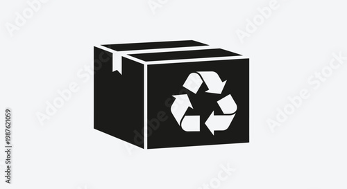 Black Recycling Box with Symbol.