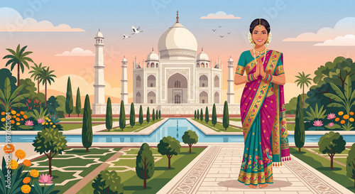 Traditional indian female tourist smiling portrait