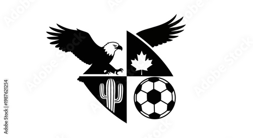 Black and white eagle soccer logo.