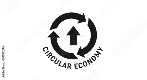 Circular economy logo with arrows.