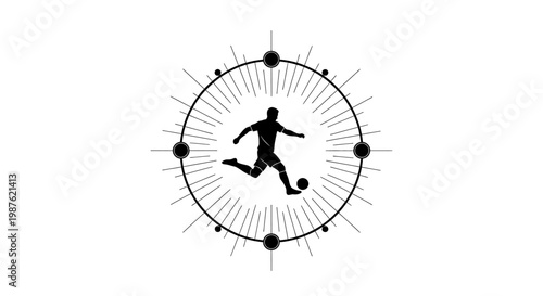 Soccer Player Kicking a Ball Silhouette.