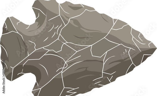Arrowhead Flint Stone Tool with a Broken Tip Minimalist Flat Graphic