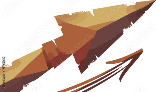 Arrowhead in Ochre and Sienna Tones Minimalist Directional Flat Art