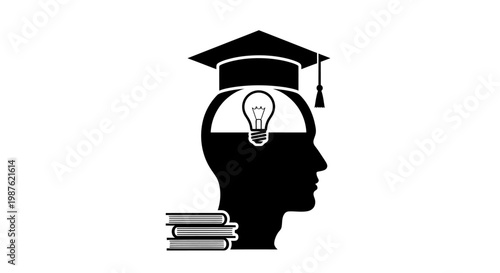 Graduate Silhouette With Lightbulb Idea.