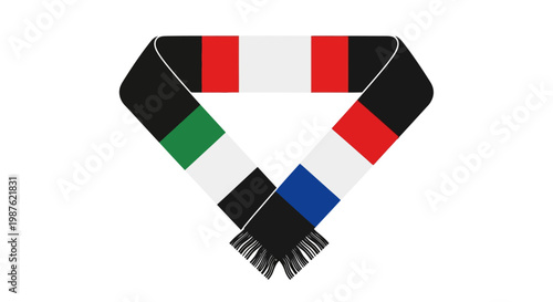 Colorful scarf with striped pattern.