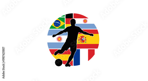 Soccer Player Kicking a Ball Silhouette.