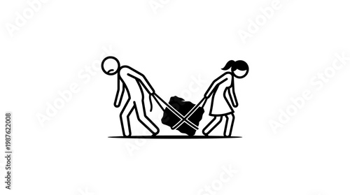 Couple Struggling to Carry Difficult Burden