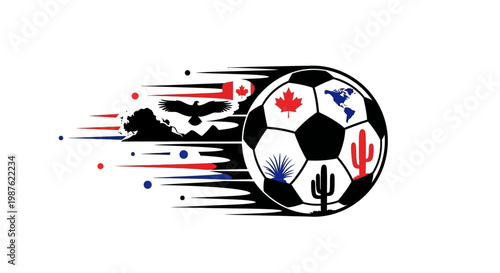 Soccer ball with country symbols.