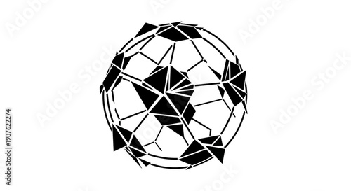 Black and white soccer ball design.