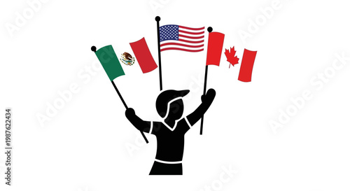 Person Holding Three Country Flags.