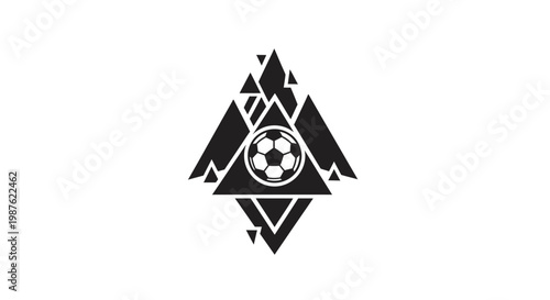 Black and white soccer ball design.