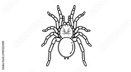 Tarantula Spider Illustration - Black and White Line Art