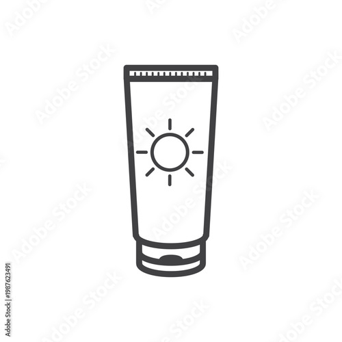 vector outline design of sunscreen cream tube packaging