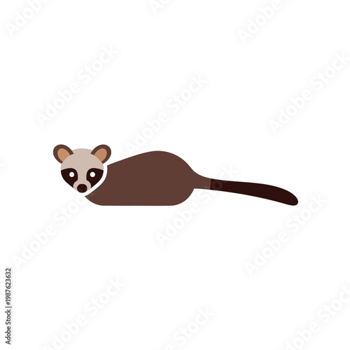 Simple cartoon illustration of a brown civet with a long tail on a white background