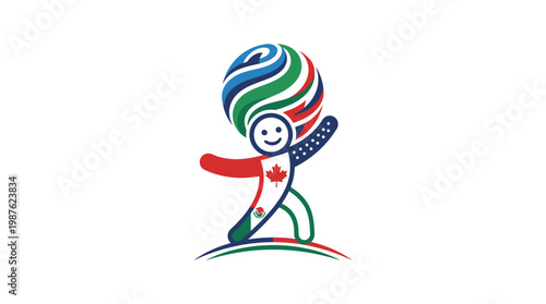 Stylized Figure Carrying a Globe