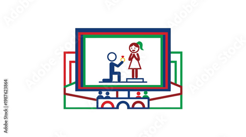 On Screen Proposal Stick Figures Representing Couple