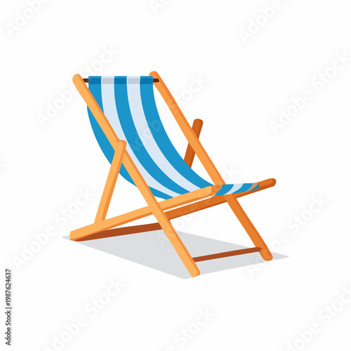 Illustration of a wooden striped beach chair, perfect for relaxation and vacation.