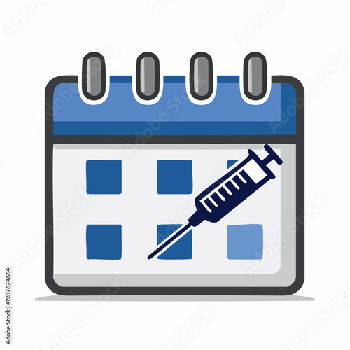Vaccination calendar icon, syringe and appointment concept