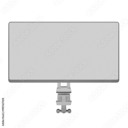 3d front view white screen clamp pc monitor background illustration