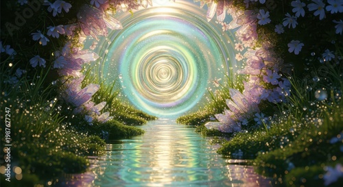 Vibrant Swirling Light Nature Scene.