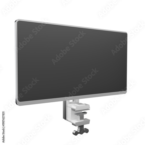 3d side view black screen clamp pc monitor background illustration