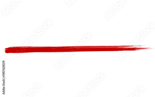 Fotografie Vibrant red paint brush stroke on white background, horizontal acrylic smear wit