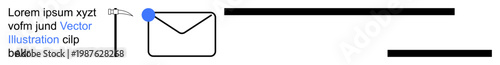 Digital communication, email alerts, notifications, correspondence, organizational tools, and connectivity. An envelope icon with a blue notification dot. Email alerts and digital communication
