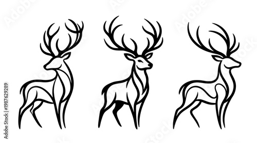 Elegant Vector Stag Line Art Designs