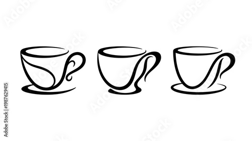 Minimalist Coffee Cup Designs in Black and White