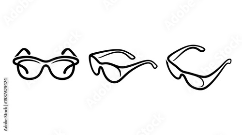 Minimalist Eyeglasses Sketches in Various Angles