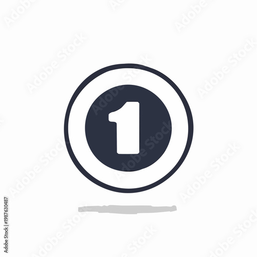 Number One in Circle, Isolated Design Element