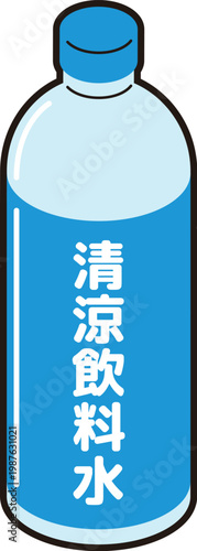 清涼飲料水が入ったペットボトル（アイソメトリック図）