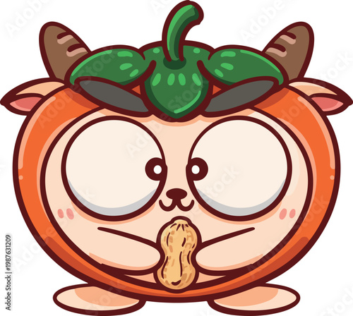 Cartoon Persimmon and Sheep Illustration Series
