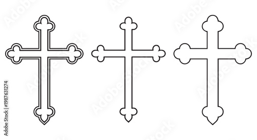 vector illustration of a set of church crosses on white