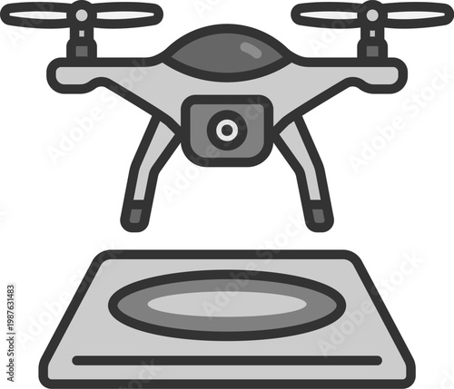 ドローンポートのアイコン（線画カラー）のイラスト