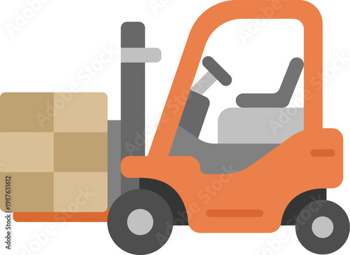 荷物を運ぶ、フォークリフトのアイコンのイラスト