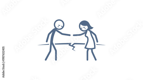 Sad Couple Separated by a Crack