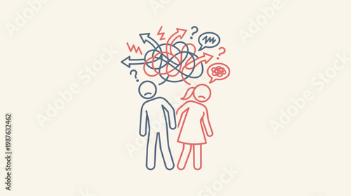 Couple with Overwhelmed Thoughts and Confusion