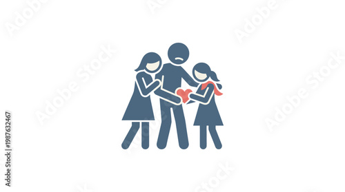 Family Sharing a Heart Icon