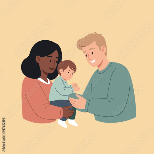 Happy family with little baby boy.