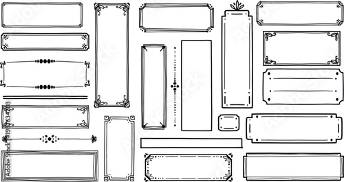 Hand drawn rectangle and square frames a collection of sketchy geometric shapes for design