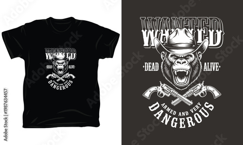 Wanted gorilla cowboy dead or alive armed dangerous.