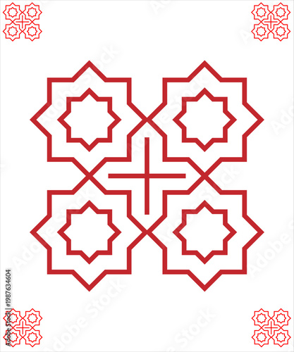 Folk pattern cross stitch snowflake or flower 6