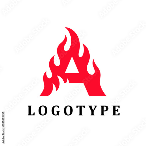 Red Flaming Letter A Logotype for Modern Identity and Creative Brand Design