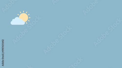 A minimalist illustration of a stylized sun and a fluffy cloud against a plain, light-colored background, perfect for weather-related content